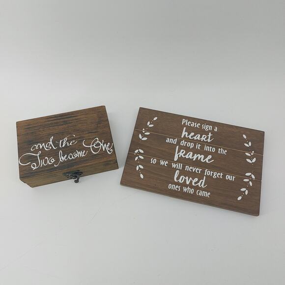 Ring Box & Drop a Heart Sign Wooden Rustic Love Romantic Wedding - Picture 15 of 15